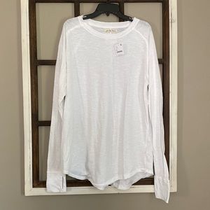 Free People Layering White Oversized Henley with Finger Holes - Womens Medium